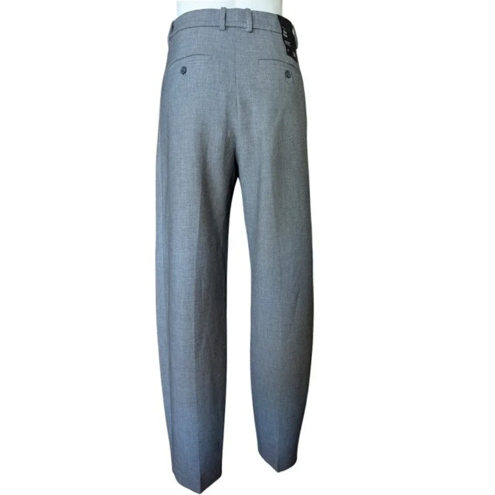 Aritzia Babaton Dial Pant‎ Heather Charcoal High Rise Barrel Leg Trousers Size 8